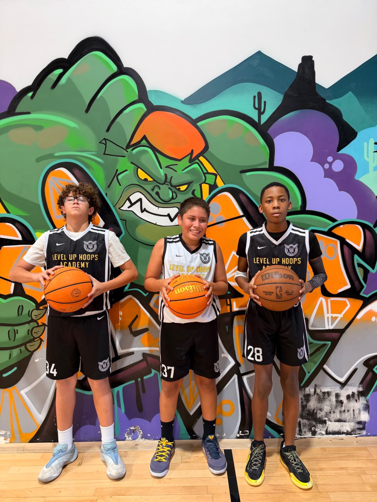 Level Up Hoops Academy players at the facility