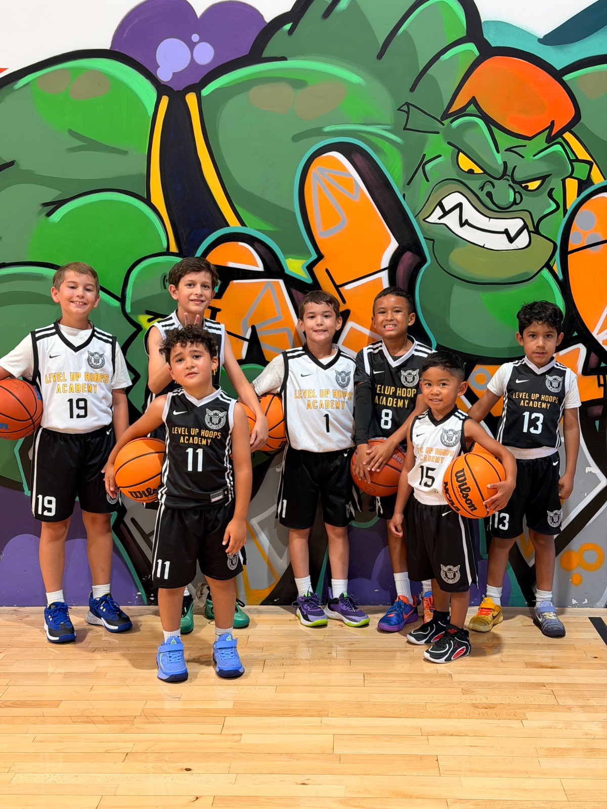 Young Level Up athletes together at their Indio basketball academy